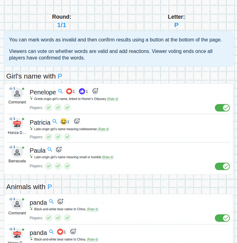 Evaluating words