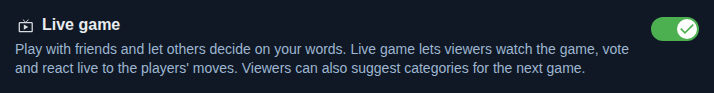 Setting: Live game