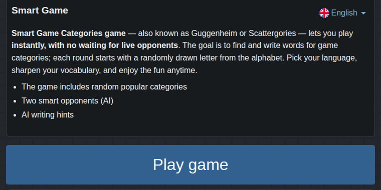 Start of the smart game